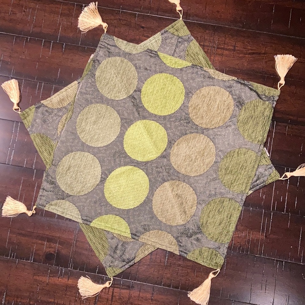 Green polka dot pillow covers